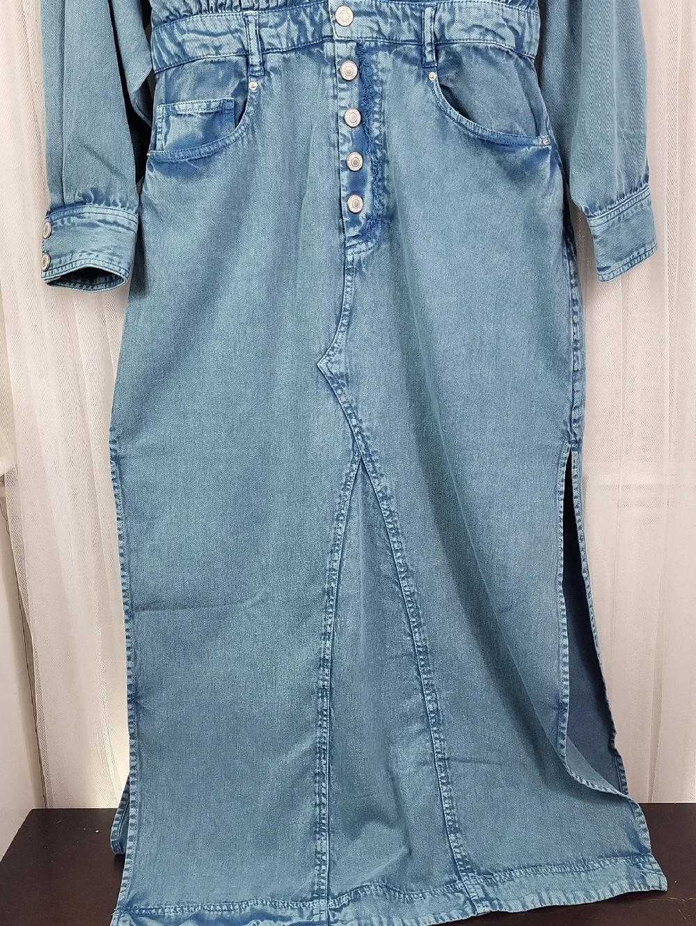NWOT Free People mad love small denim midi dress‎ in Skyfall. Size M